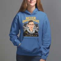 Never Underestimate The Power Of A Girl With A Book Hoodie Feminist RBG Ruth Bader Ginsburg - Wonder Print Shop
