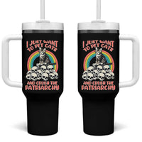 Feminist Tumbler With Handle I Just Want To Pet Cats and Crush The Patriarchy