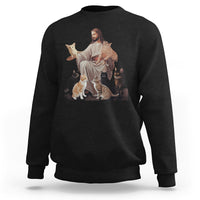 Jesus Hugs Cats Funny Christian Cat Lover Sweatshirt - Wonder Print Shop