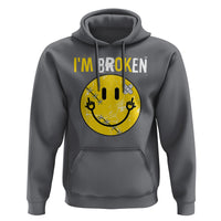 Mental Health Hoodie I'm Broken I'm Ok Invisible Illness Funny Fxxk Emotion Face - Wonder Print Shop