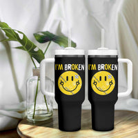 Mental Health Tumbler With Handle I'm Broken I'm Ok Invisible Illness Funny Fxxk Emotion Face
