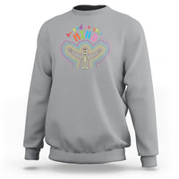 Mental Health Sweatshirt Be Kind To Your Mind Self Care Rainbow Skeleton - Wonder Print Shop