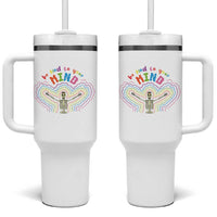Mental Health Tumbler With Handle Be Kind To Your Mind Self Care Rainbow Skeleton