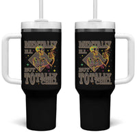 Mental Health Tumbler With Handle Mentally Ill But Totally Chill Skeleton Drinking Coffee