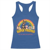 Mental Health Support Racerback Tank Top Super Friends Cute Animals Dog Cat Capybara Otter