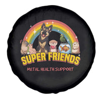 Mental Health Support Spare Tire Cover Super Friends Cute Animals Dog Cat Capybara Otter