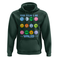 Mental Health Hoodie Your Feelings Are Valid Emotion Faces - Wonder Print Shop