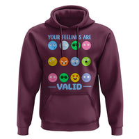 Mental Health Hoodie Your Feelings Are Valid Emotion Faces - Wonder Print Shop
