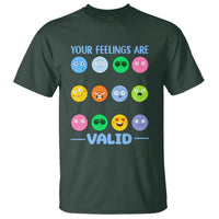 Mental Health T Shirt Your Feelings Are Valid Emotion Faces - Wonder Print Shop