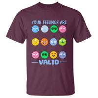 Mental Health T Shirt Your Feelings Are Valid Emotion Faces - Wonder Print Shop