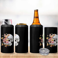 Mental Health 4 in 1 Can Cooler Tumbler Good Energy Is Contagious Skull Flowers
