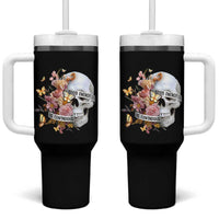 Mental Health Tumbler With Handle Good Energy Is Contagious Skull Flowers
