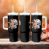 Mental Health Tumbler With Handle Good Energy Is Contagious Skull Flowers