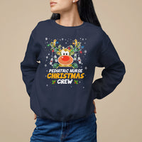 Pediatric Nurse Christmas Crew Cute Reindeer Light Sweatshirt - Wonder Print Shop