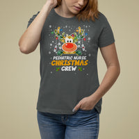 Pediatric Nurse Christmas Crew Cute Reindeer Light T Shirt For Women - Wonder Print Shop