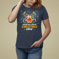Pediatric Nurse Christmas Crew Cute Reindeer Light T Shirt For Women - Wonder Print Shop