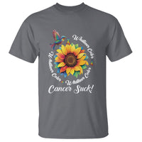 Whatever Color Cancer Sucks Fight Cancer Rainbow Ribbons Sunflower And Bird T Shirt - Wonder Print Shop