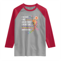 All Cancer Raglan Shirt I Do Not Like Cancer Here Or There Anywhere Rainbow Ribbon