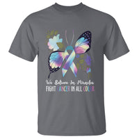 We Believe In Miracles Fight Cancer In All Color Butterfly Flower T Shirt - Wonder Print Shop