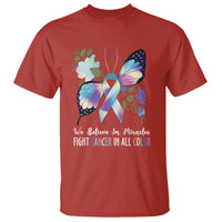 We Believe In Miracles Fight Cancer In All Color Butterfly Flower T Shirt - Wonder Print Shop