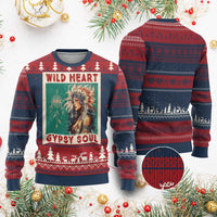 Native American Ugly Christmas Sweater Wild Heart Gypsy Soul Women - Wonder Print Shop