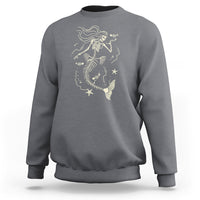 Halloween Mermaid Sweatshirt Mermaid Skeleton Spooky Season In Ocean - Wonder Print Shop