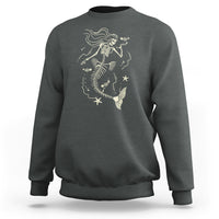 Halloween Mermaid Sweatshirt Mermaid Skeleton Spooky Season In Ocean - Wonder Print Shop