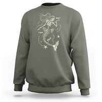 Halloween Mermaid Sweatshirt Mermaid Skeleton Spooky Season In Ocean - Wonder Print Shop