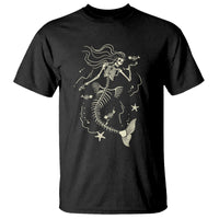 Halloween Mermaid T Shirt Mermaid Skeleton Spooky Season In Ocean - Wonder Print Shop