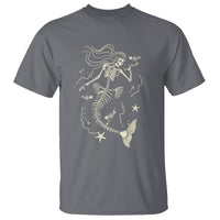 Halloween Mermaid T Shirt Mermaid Skeleton Spooky Season In Ocean - Wonder Print Shop