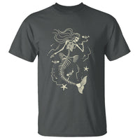 Halloween Mermaid T Shirt Mermaid Skeleton Spooky Season In Ocean - Wonder Print Shop