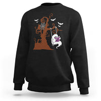 Halloween Bookaholic Sweatshirt Cute Ghost Swing Reading Book - Wonder Print Shop