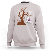 Halloween Bookaholic Sweatshirt Cute Ghost Swing Reading Book - Wonder Print Shop