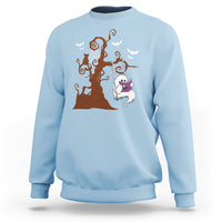 Halloween Bookaholic Sweatshirt Cute Ghost Swing Reading Book - Wonder Print Shop