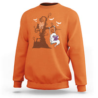 Halloween Bookaholic Sweatshirt Cute Ghost Swing Reading Book - Wonder Print Shop