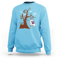 Halloween Bookaholic Sweatshirt Cute Ghost Swing Reading Book - Wonder Print Shop