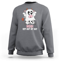 Halloween Sweatshirt MOO Get Out My Hay Cow Boo Ghost - Wonder Print Shop