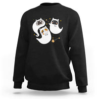 Halloween Cat Lover Sweatshirt Spooky Cute Ghost Costume - Wonder Print Shop