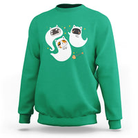 Halloween Cat Lover Sweatshirt Spooky Cute Ghost Costume - Wonder Print Shop