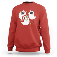 Halloween Cat Lover Sweatshirt Spooky Cute Ghost Costume - Wonder Print Shop
