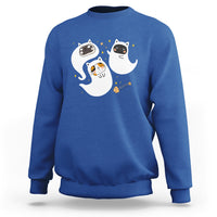 Halloween Cat Lover Sweatshirt Spooky Cute Ghost Costume - Wonder Print Shop