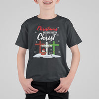 Christmas Begins With Christ Snowman Christian Cross T Shirt For Kid - Wonder Print Shop