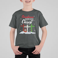 Christmas Begins With Christ Snowman Christian Cross T Shirt For Kid - Wonder Print Shop