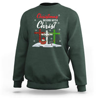 Christmas Begins With Christ Snowman Christian Cross Sweatshirt - Wonder Print Shop