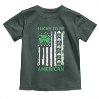 St. Patrick's Day Patriotic America Pride Toddler T Shirt Lucky To Be American Shamrock Flag