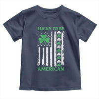 St. Patrick's Day Patriotic America Pride Toddler T Shirt Lucky To Be American Shamrock Flag