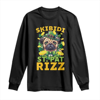 Funny St. Patrick's Day Long Sleeve Shirt Skibidi St. Patrizz Cute Dog Leprechaun