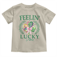 St. Patrick's Day Toddler T Shirt Feelin' Lucky Vibes Shamrock Coquette Bow