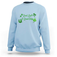St. Patrick's Day Sweatshirt Good Luck And Good Vibes Shamrock Coquette Bow