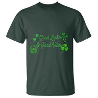 St. Patrick's Day T Shirt Good Luck And Good Vibes Shamrock Coquette Bow